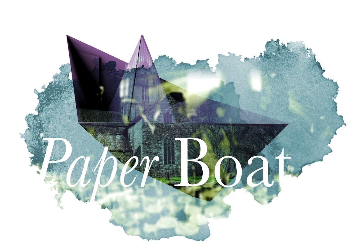 Paper boat travel logo, transparency shift and imposition design element,  3d overlay layer, birthday icon:: tasmeemME.com